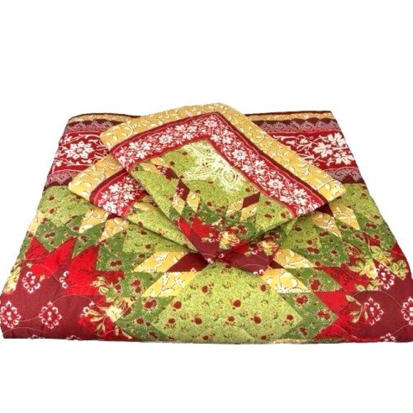Mainstays Julianna Queen Christmas Quilt & 2 Shams 101" x 86" Holiday Starburst - Picture 1 of 13